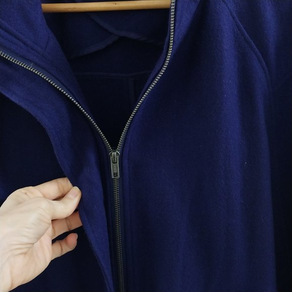 Boston Proper Poncho Cape Womens Medium Purple Full Zip Wool Blend Sweater - Picture 8 of 12